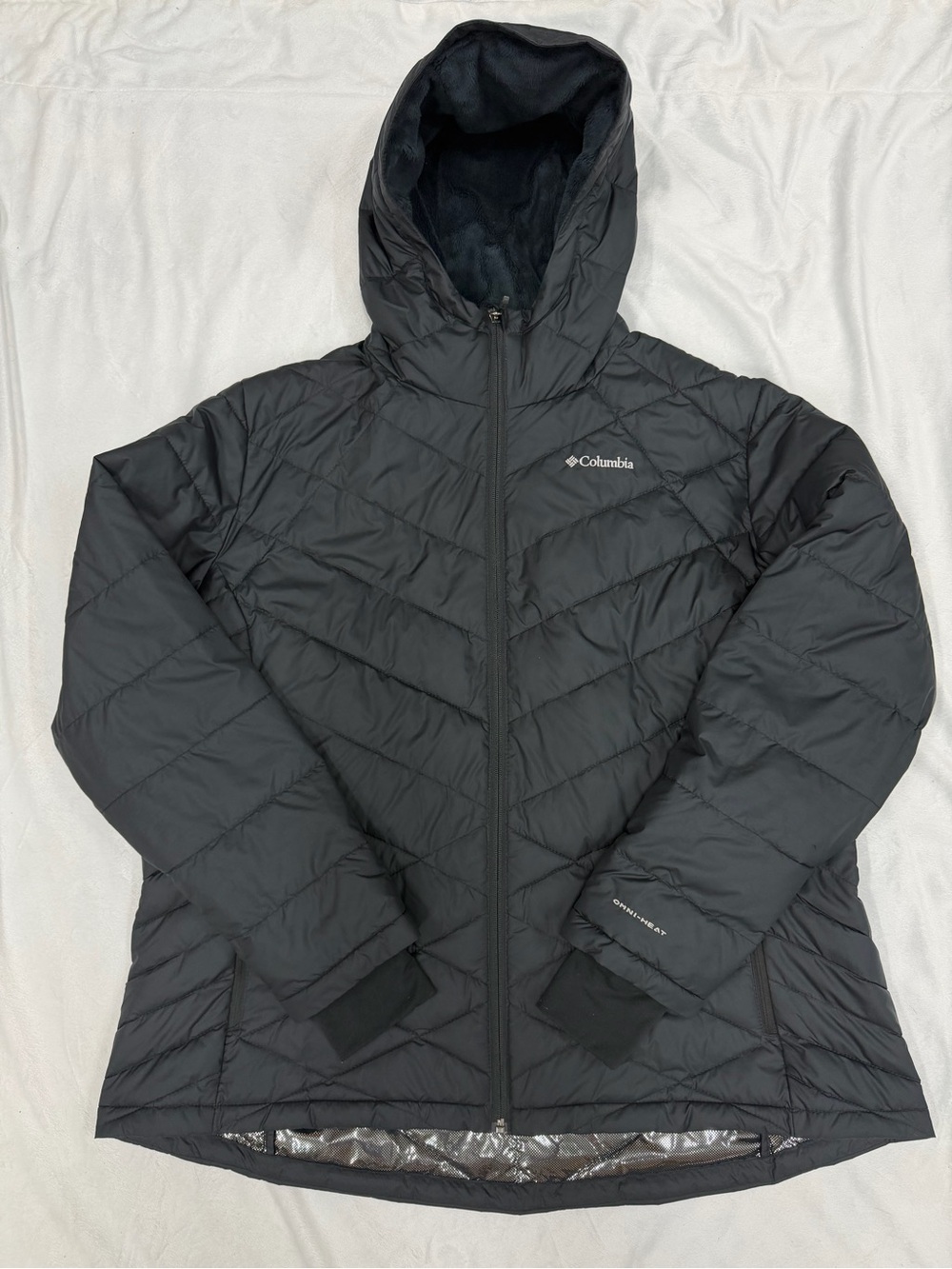 Columbia Heavenly Hooded Puffer Jacket Women's 2X Plus Black Omni-Heat Coat